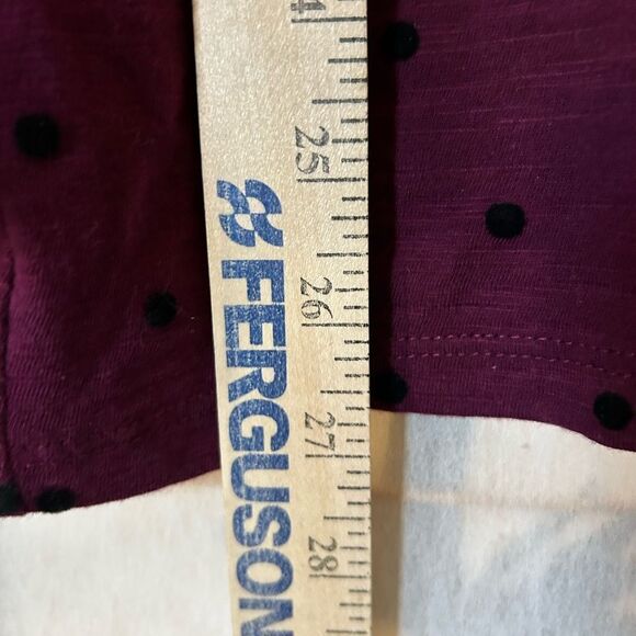 Talbots Purple Long Sleeve flocked black polka dots 100% Cotton Tunic Top 1X - Picture 8 of 8